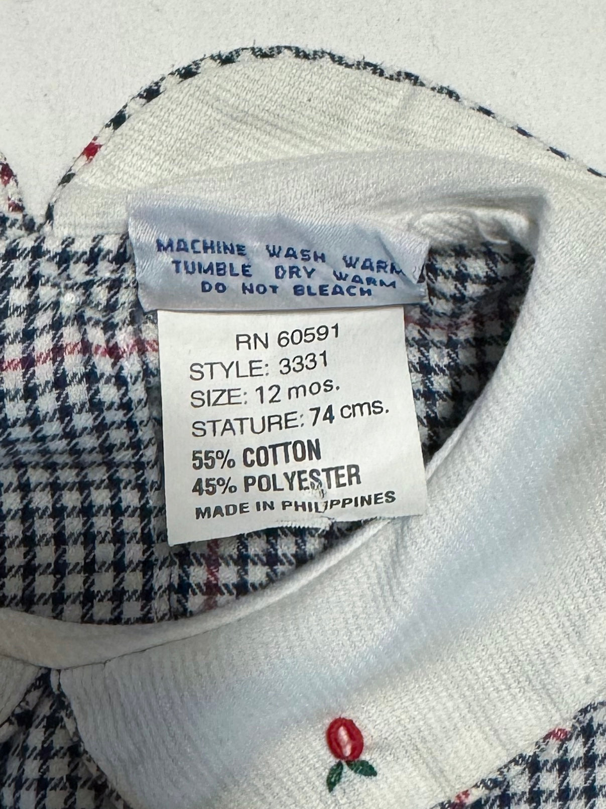 Vintage Petit Ami Plaid Smocked Peter Pan Collar Bubble Romper 12-18 months