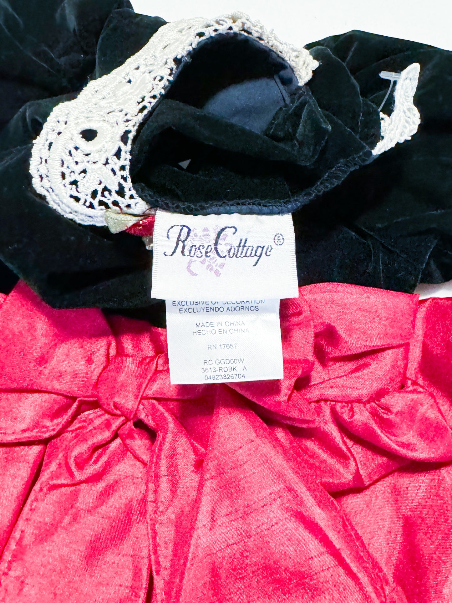 Vintage Rose Cottage Velvet + Taffeta Embroidered Lace Collar Puffed Sleeve Dress 18 months