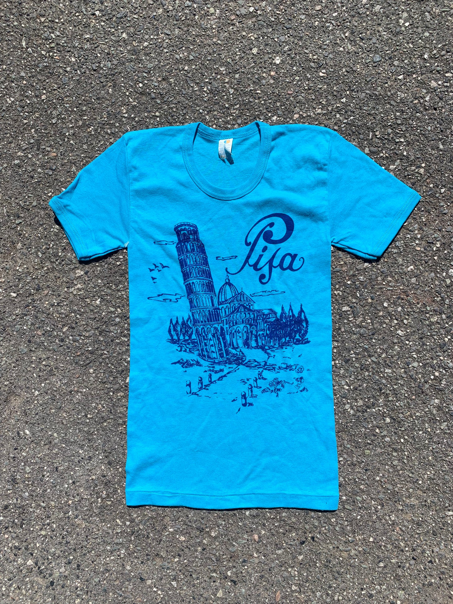 Vintage Piza Single-Stitch Ringer Tourist T-Shirt 7-10 years