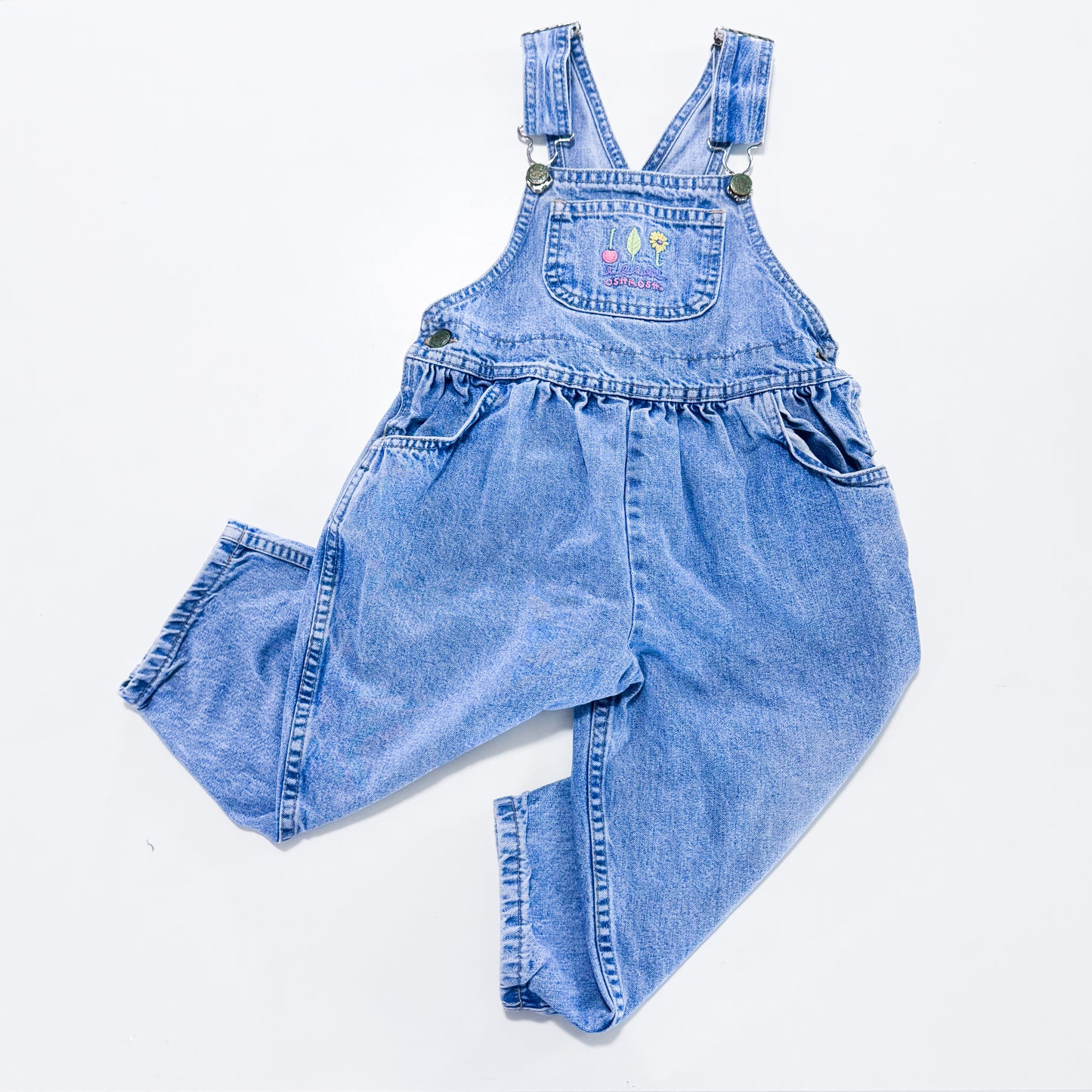 Vintage Oshkosh embroidered bubble denim overalls