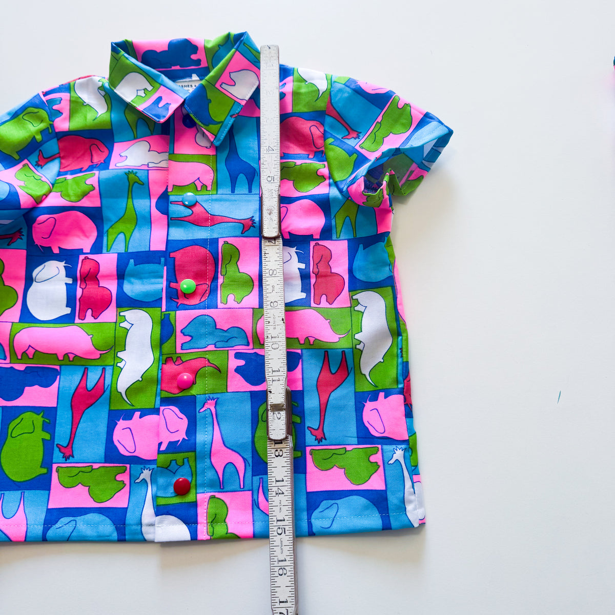 Upcycled Neon Animal Zoo Shirt and Short Set 3-4 years