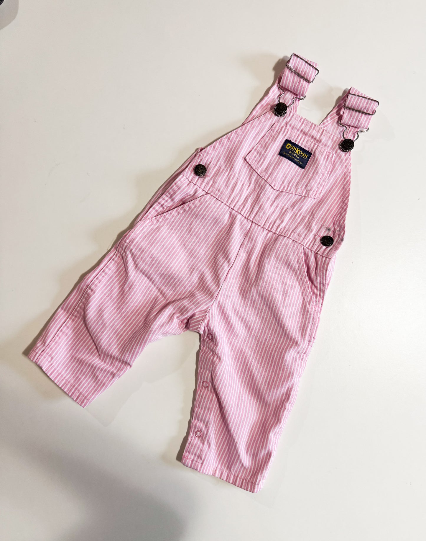 Vtg Oshkosh pink hickory striped overalls