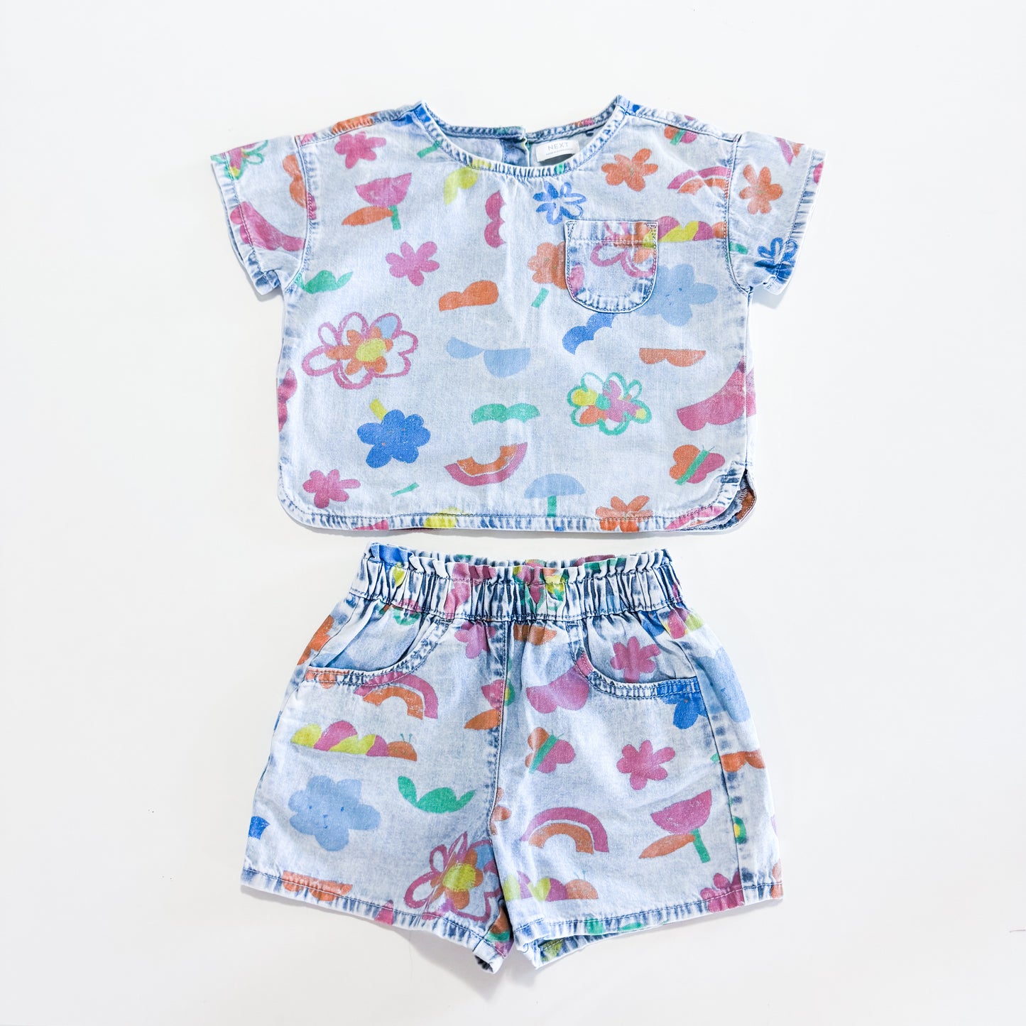 Next chambray print short set