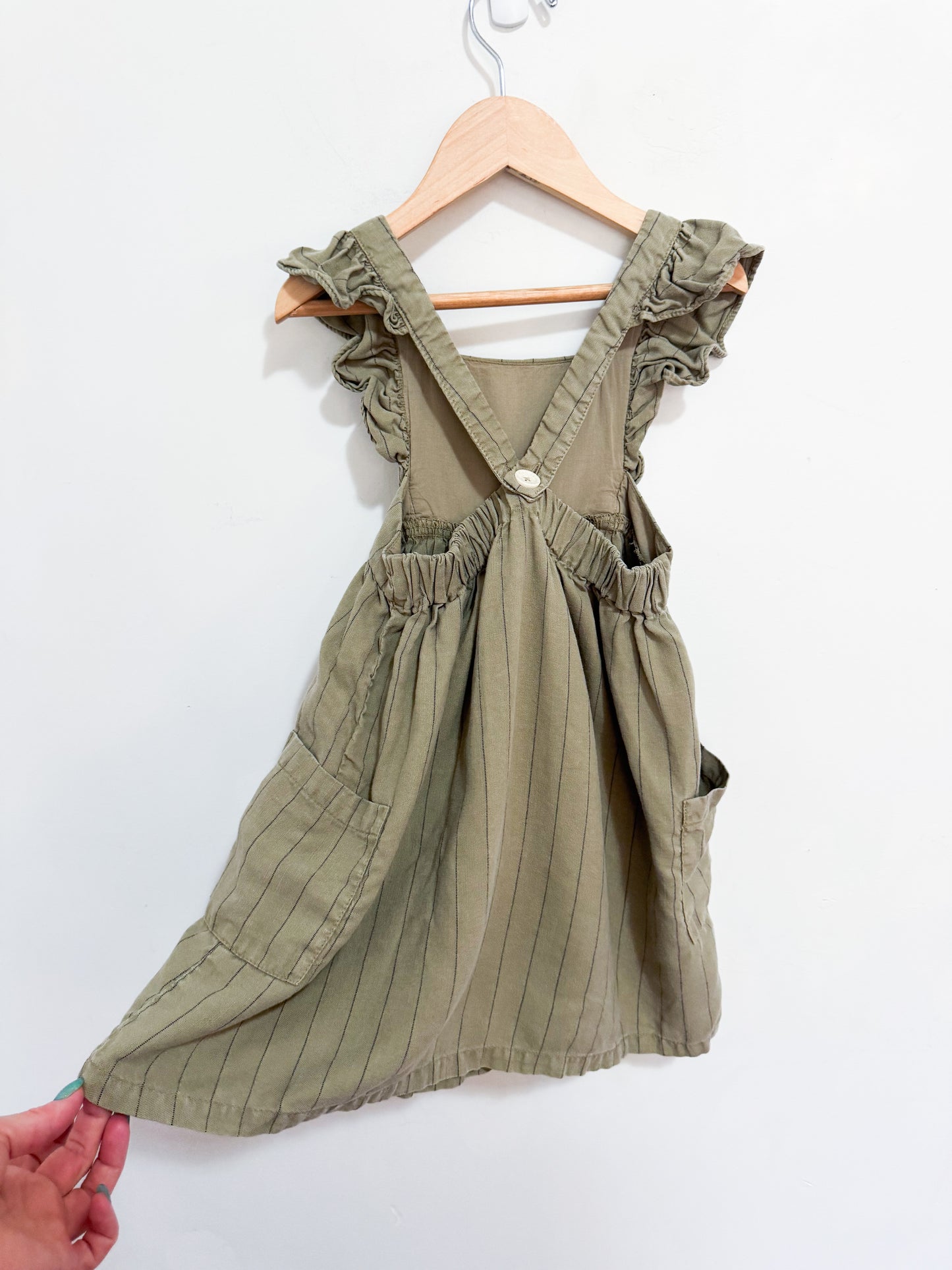 Zara Pinstriped Fluttersleeve Cotton Dress 3-4 years