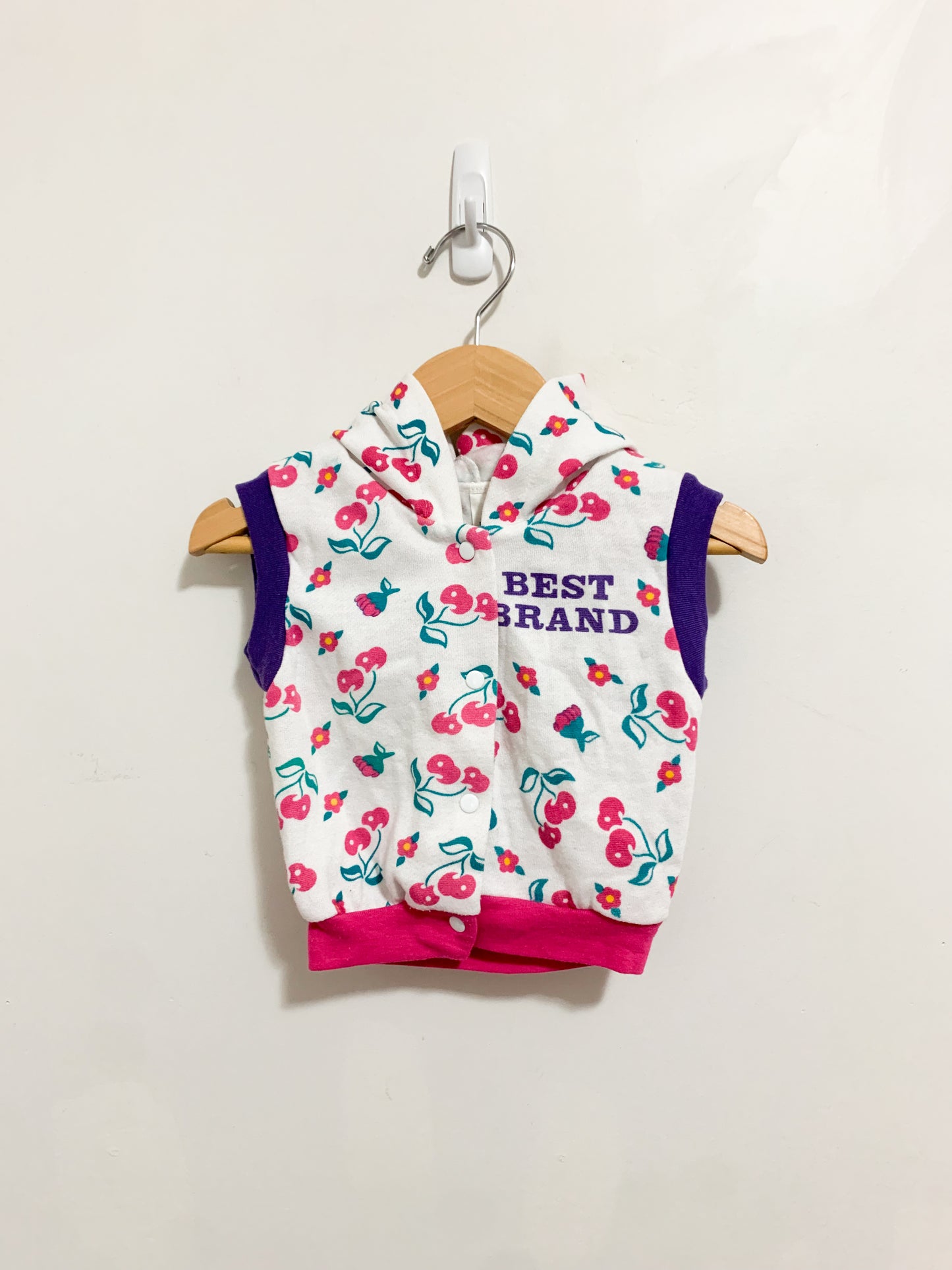 Vintage Cherry Print Hooded Vest 6-18 months