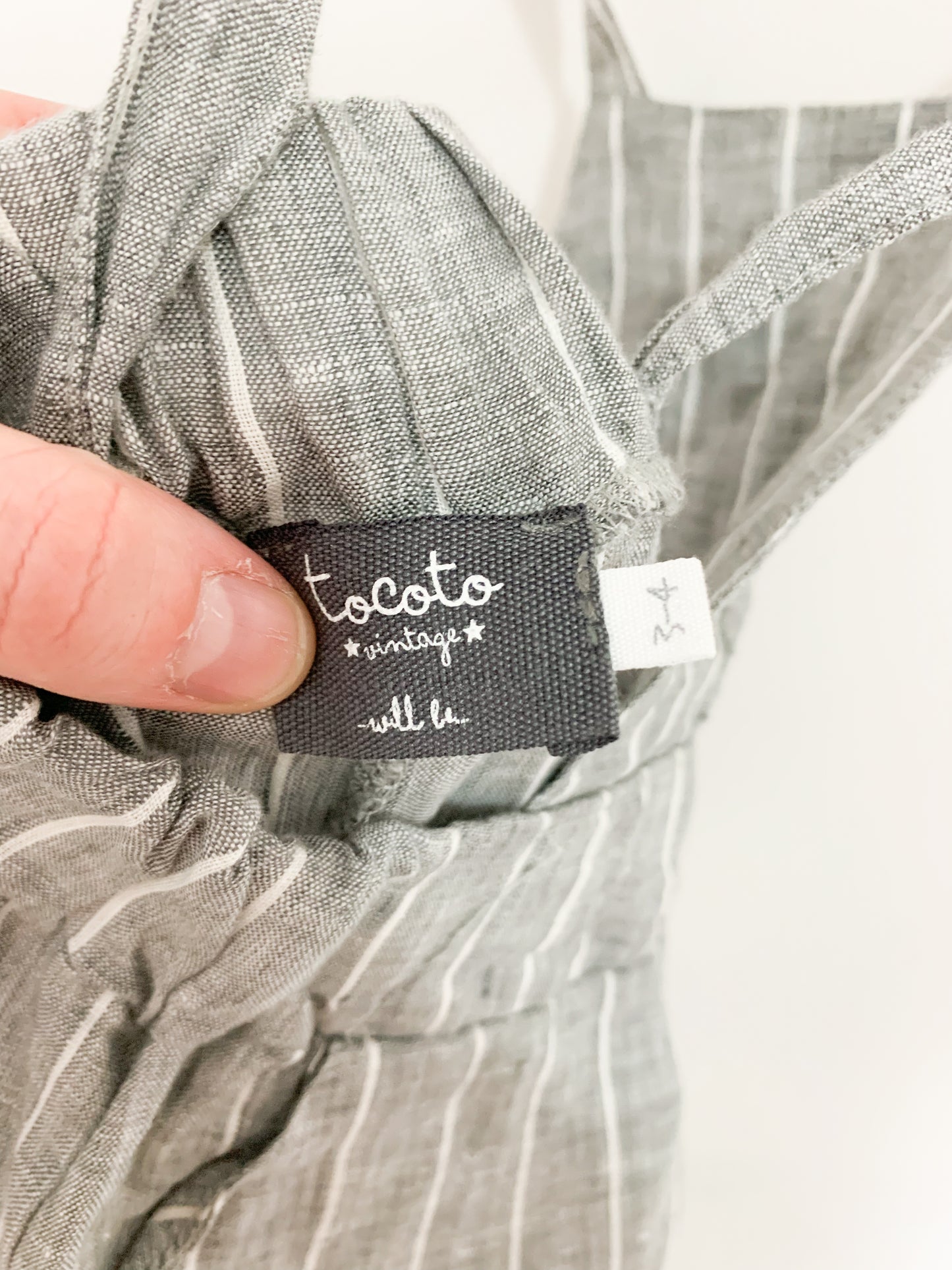Tocoto Vintage Striped Linen Overalls 3-4 years