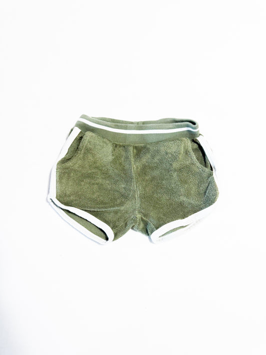 Miles Baby Terry Cloth Olive Shorts 2 years