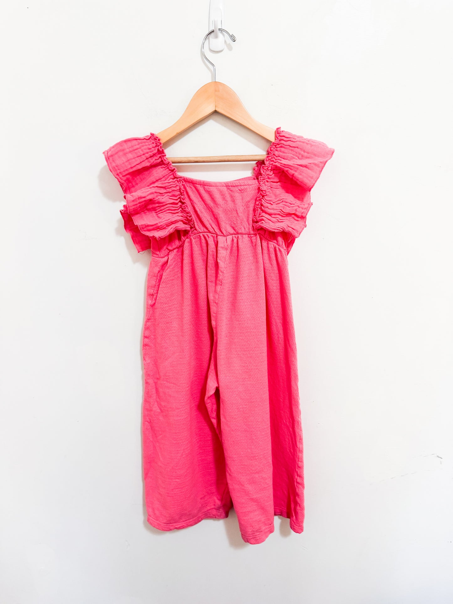 Zara Pink Cotton Flutter Sleeve Trouser Romper 4-5 years