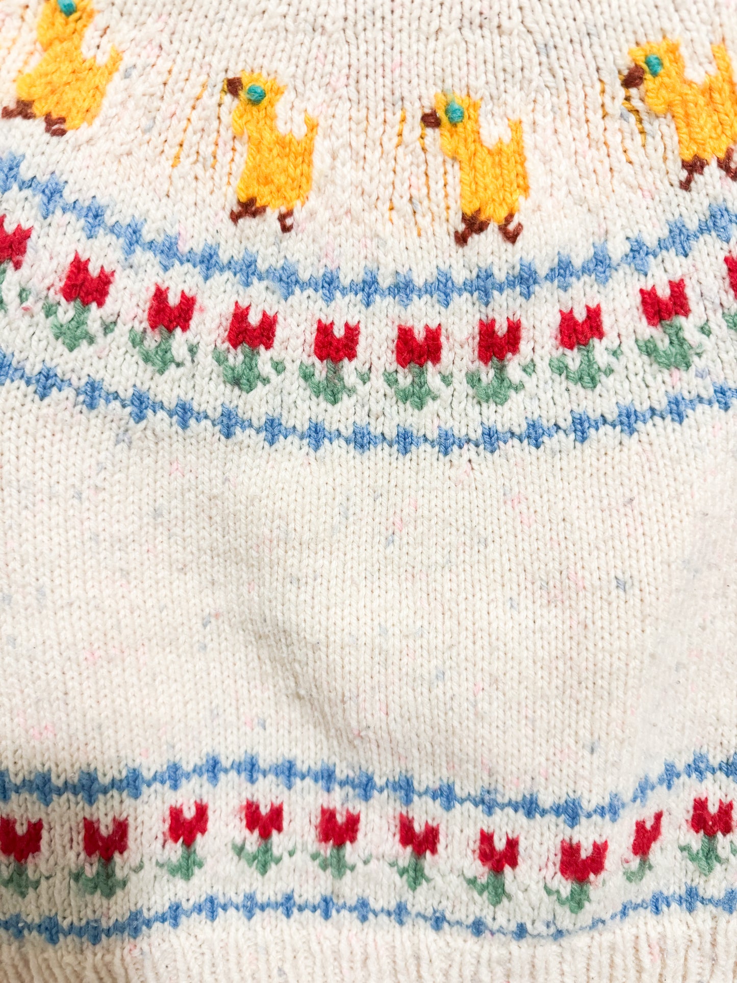 Handknit Fairisle Chick Sweater 1-2 years