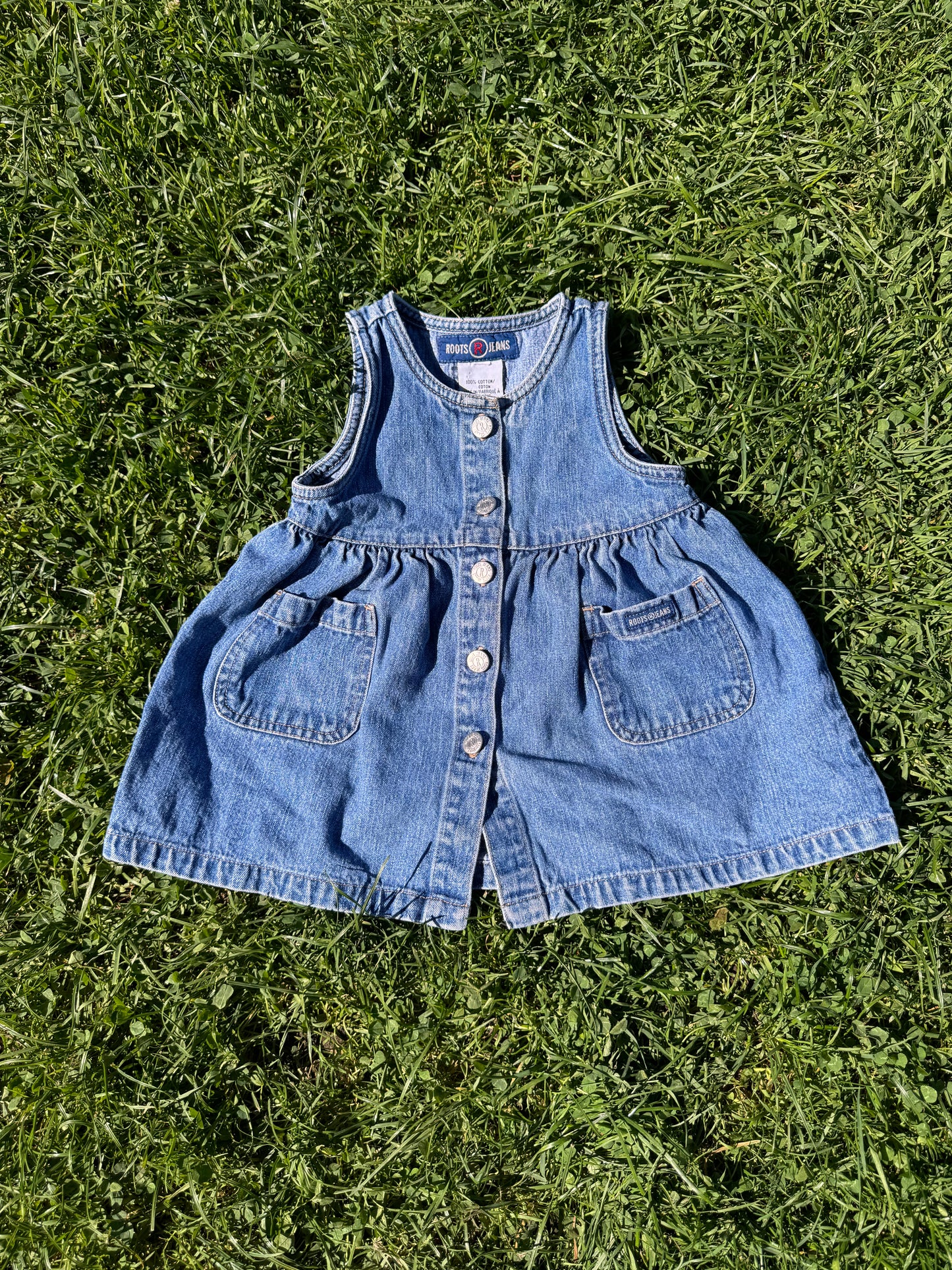 Vintage Roots Denim Pinafore Dress 1-2 years