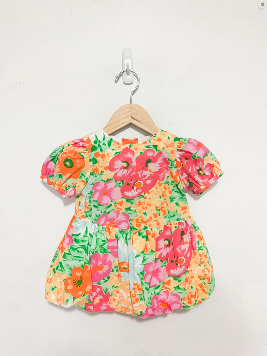 Vintage Floral Puffed Dress 6-18 months