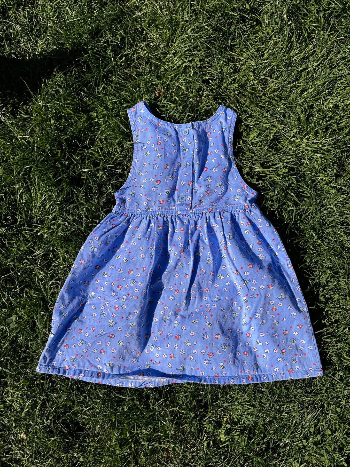 Vintage Oshkosh Floral, Lady Bug + Bee Pinafore Dress 6 years