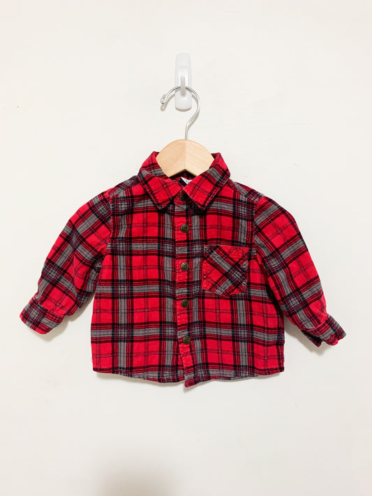 Retro Please Mum Plaid Corduroy Snap Front Shirt 3-6 months