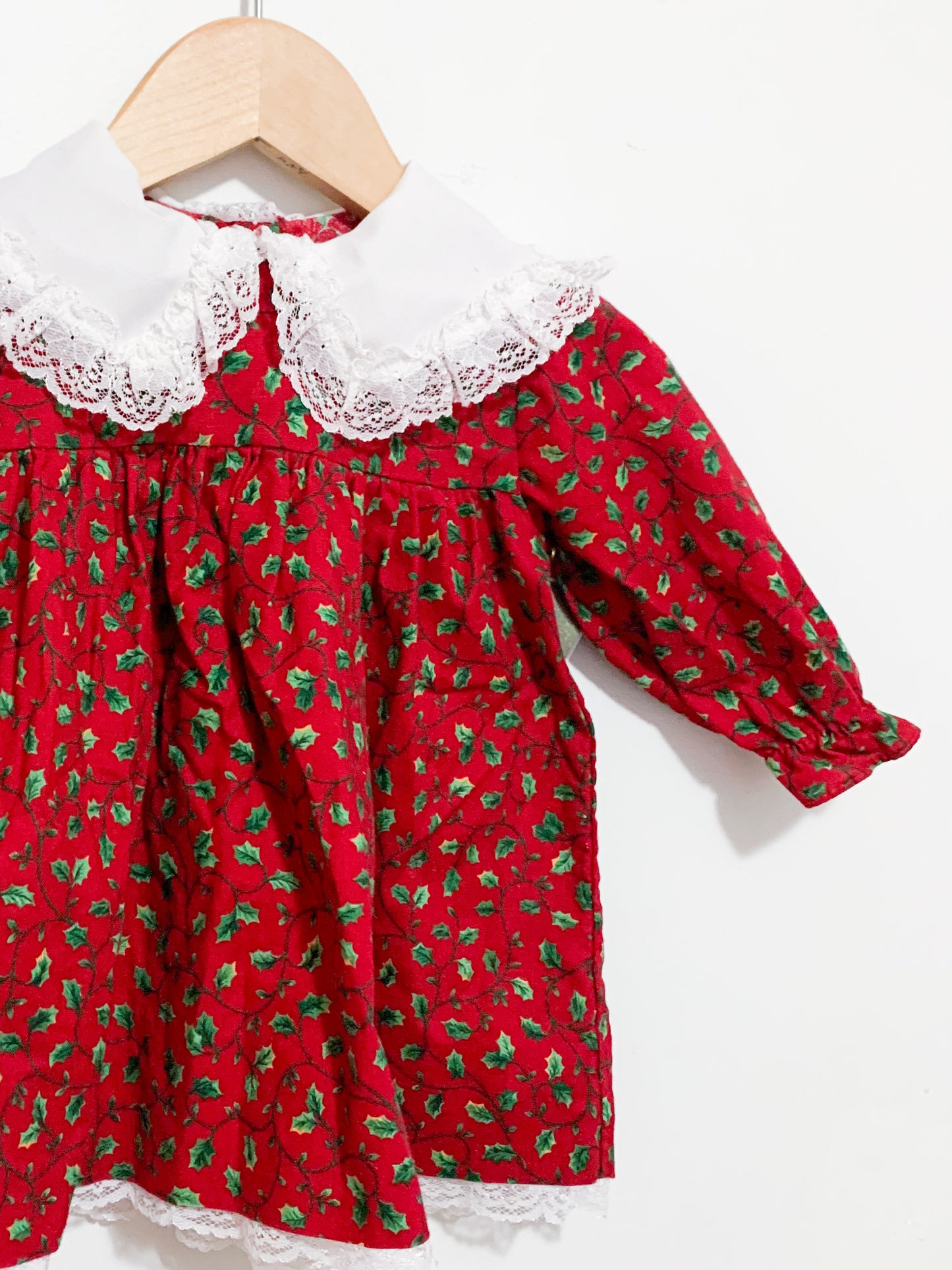 Vintage Cotton Holly Print Dress 12 months