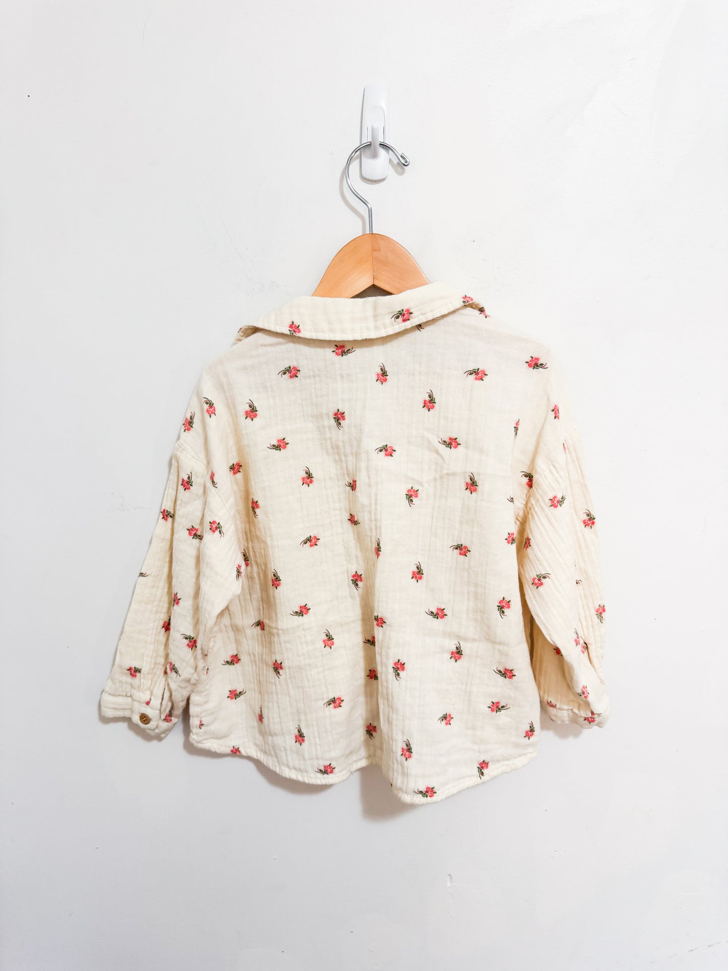 Zara Cotton Gauze Floral Button Up Blouse 3-4 years