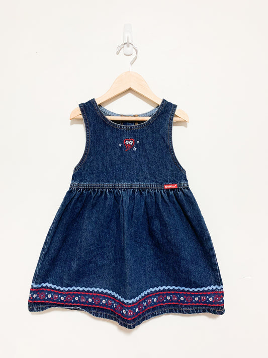 Vintage Oshkosh Denim Heart Embroidered Dress 3X