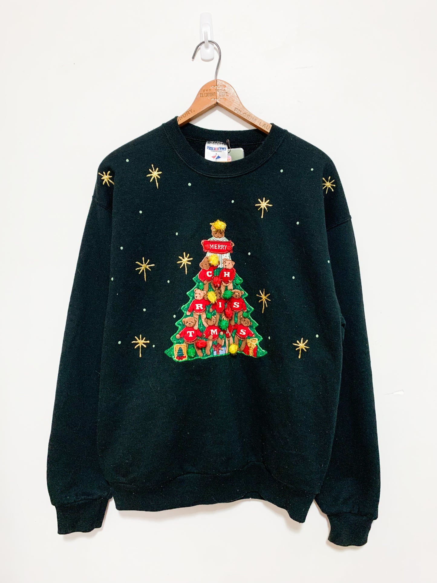 Adult Vintage Upcycled Christmas Sweatshirt Medium