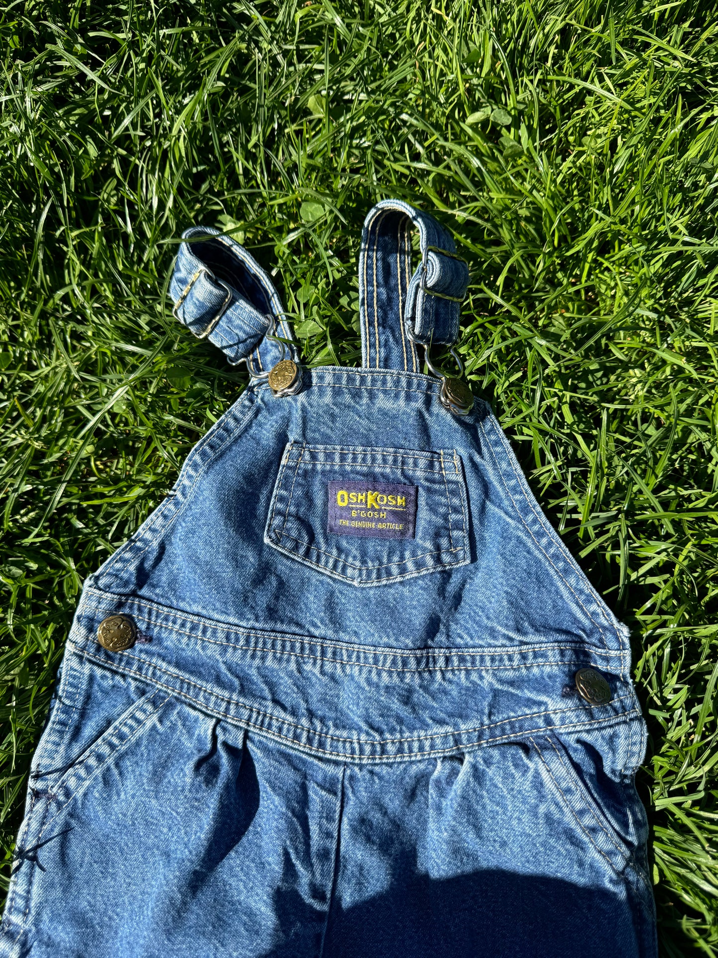 Vintage Oshkosh Denim Overalls with Front Pleats 18 months