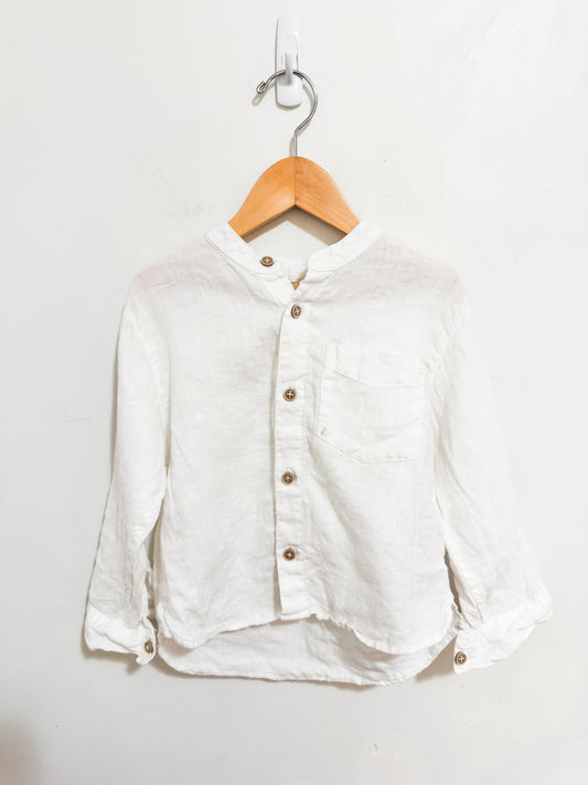 Zara Linen Henley Top 3-4 years