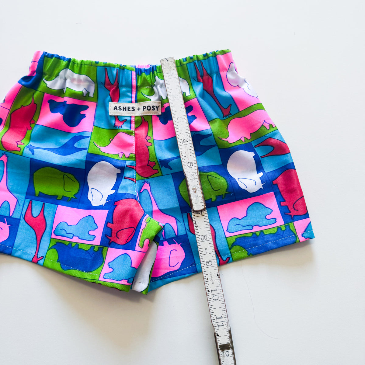 Upcycled Neon Animal Zoo Shirt and Short Set 3-4 years