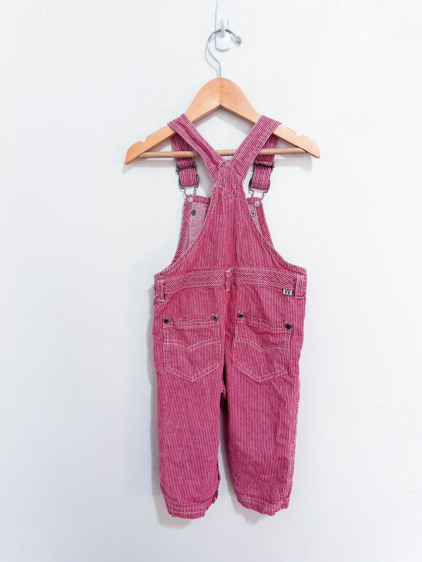 Wheat Red Striped Overalls 9-18 months