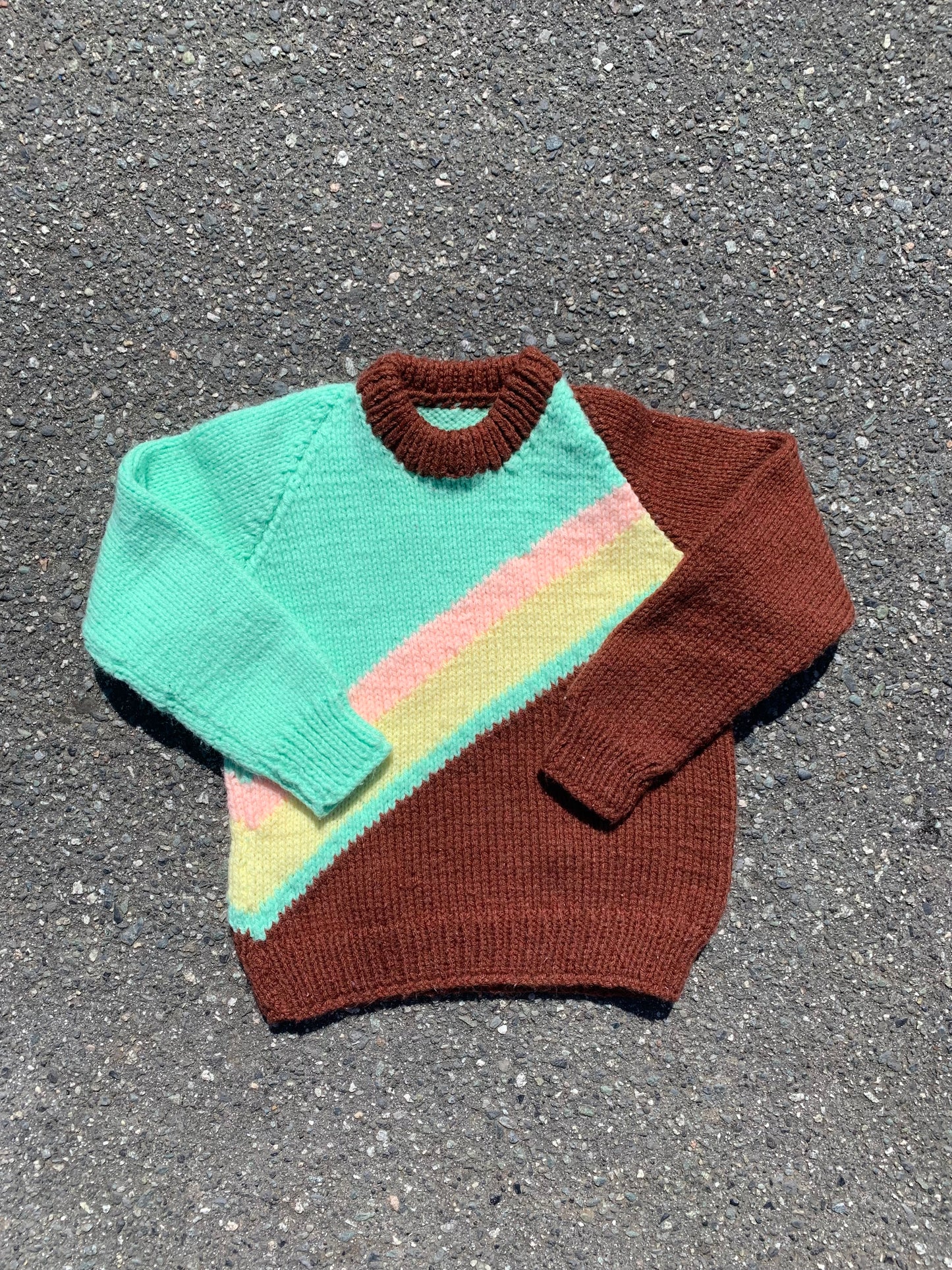 Hand knit Rainbow Sweater 4-5 years