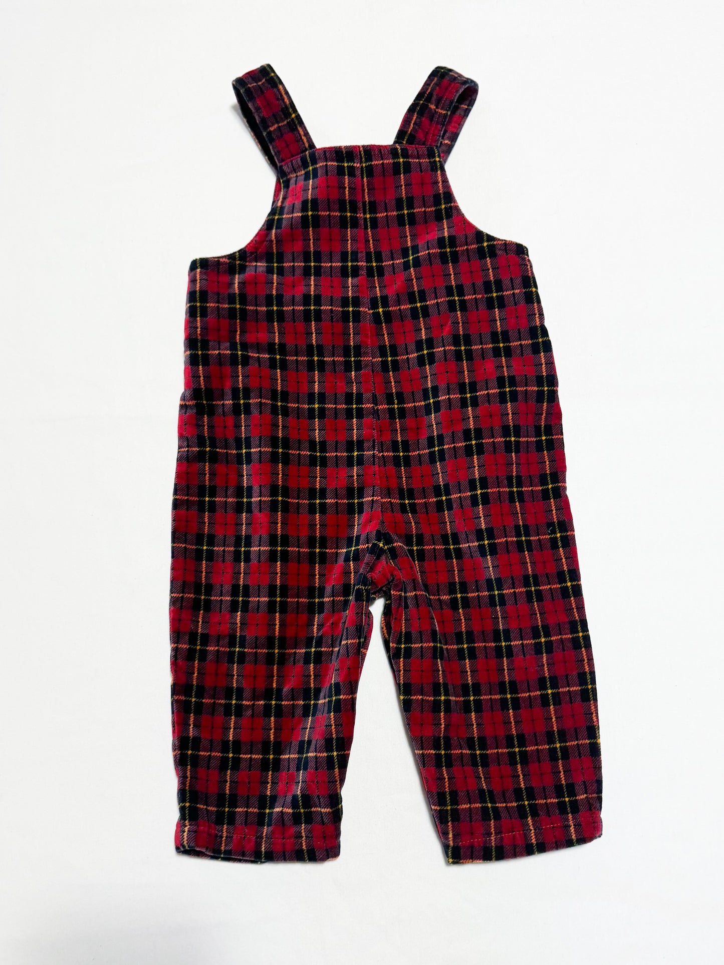 Vintage/Y2K First Moments Velvet Plaid Overalls 
6-18 months