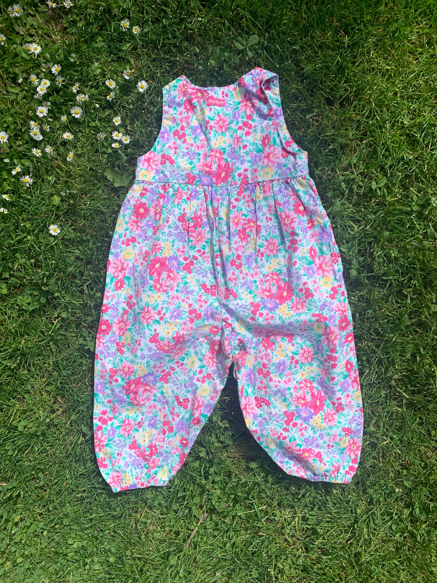 Vintage Oshkosh Floral Ruffle Front Bubble Romper 24 months