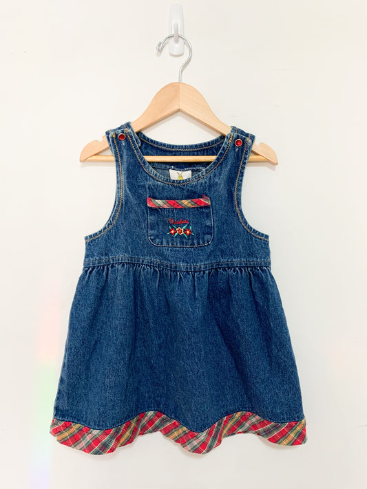 Vintage Krickets Denim + Plaid Trim Dress 3 years