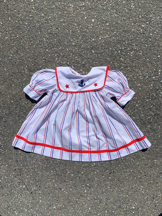 Vintage Chuckles Sailor Striped Dress 2 years