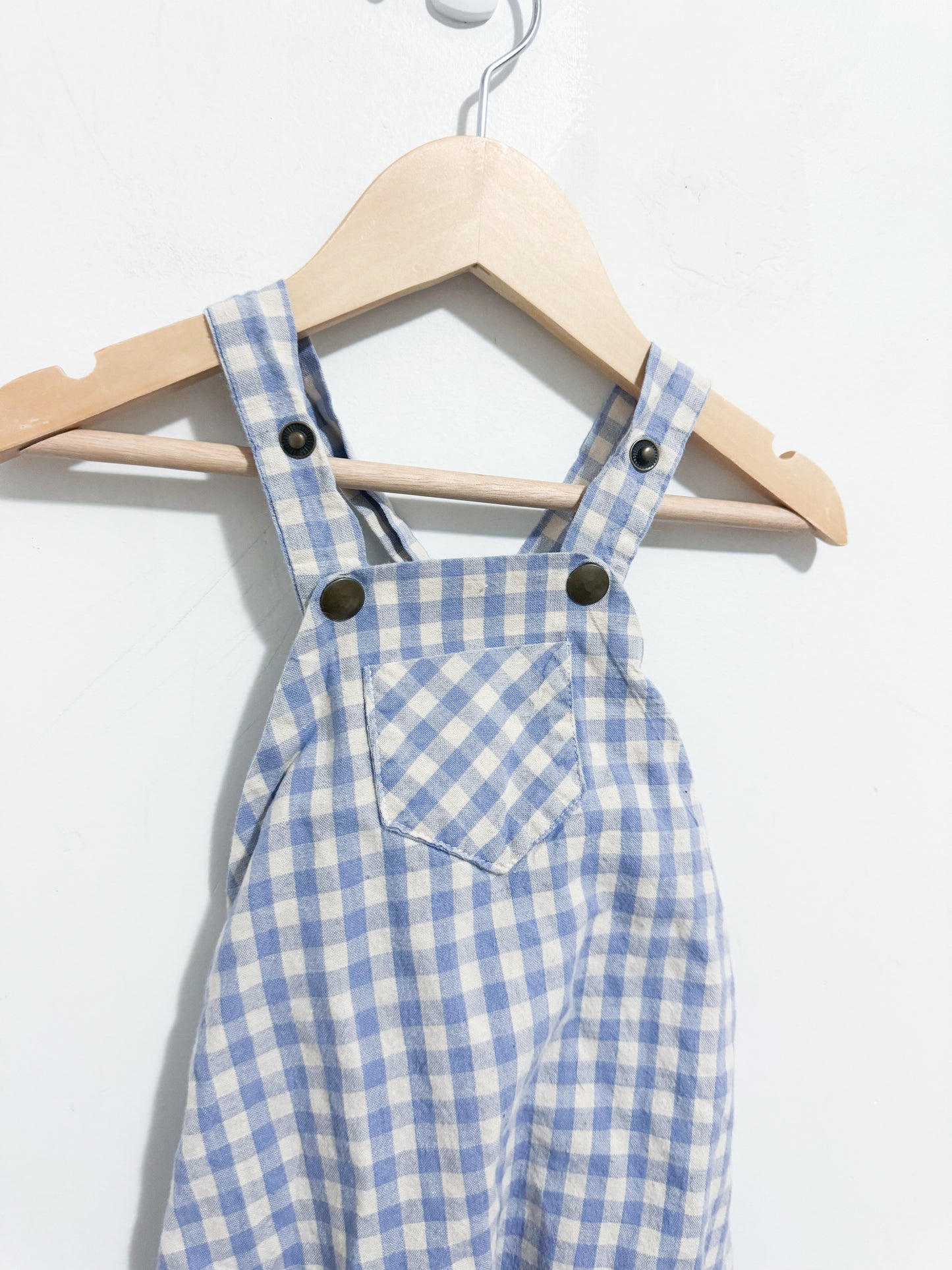 Beta Made Gingham Overalls 12 months