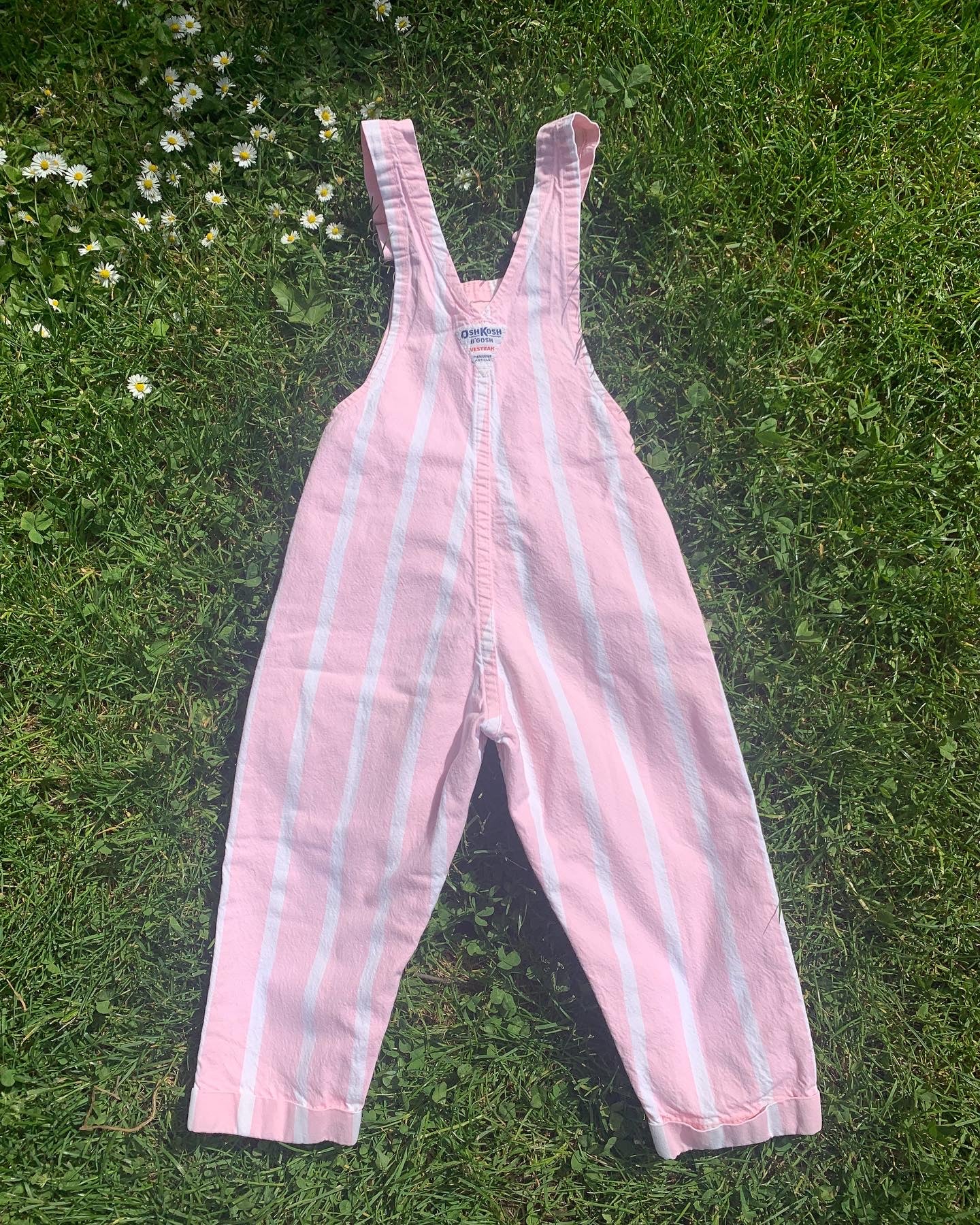 Vintage Oshkosh Striped Knee Pocket Overalls 3T