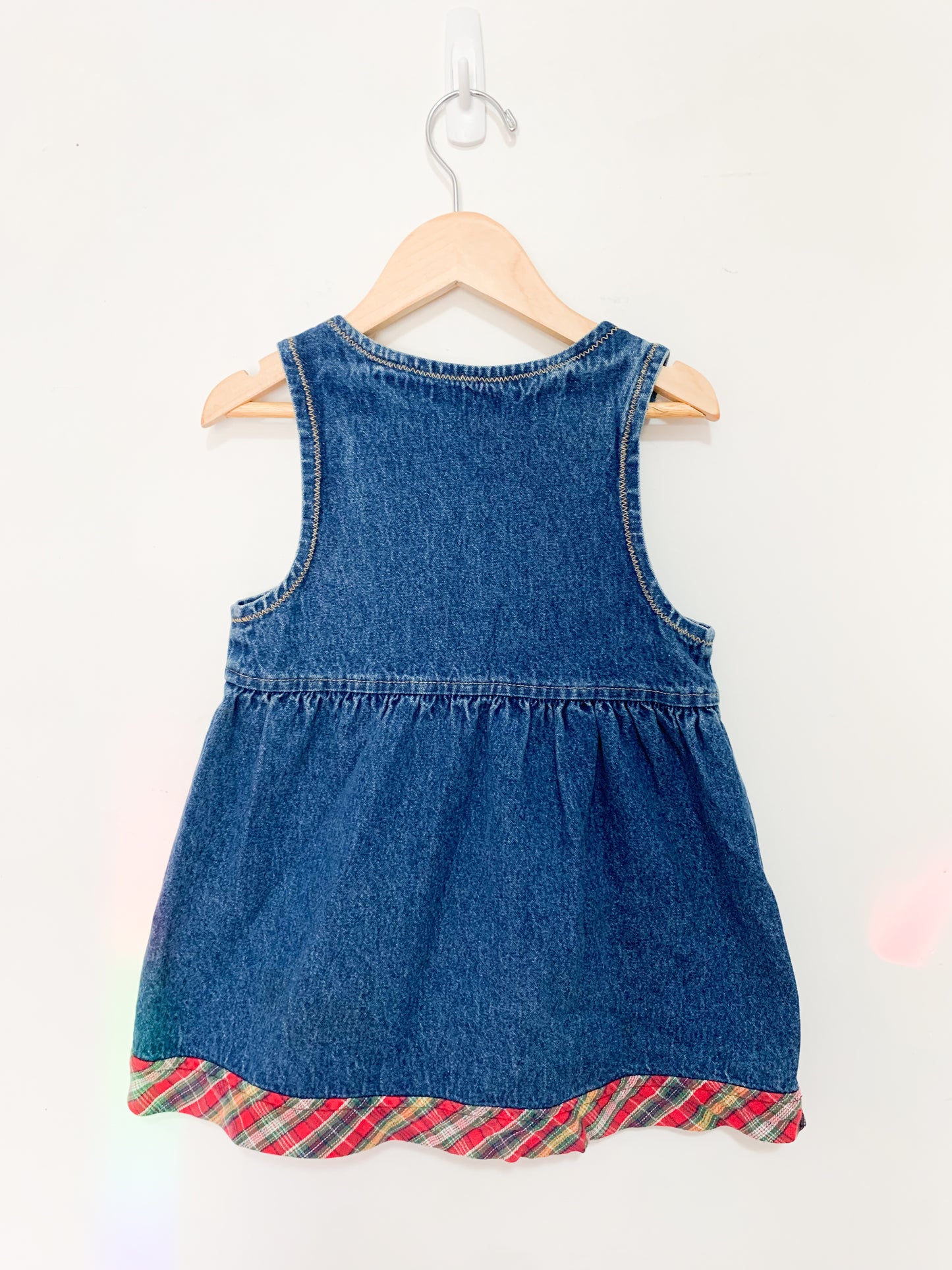 Vintage Krickets Denim + Plaid Trim Dress 3 years