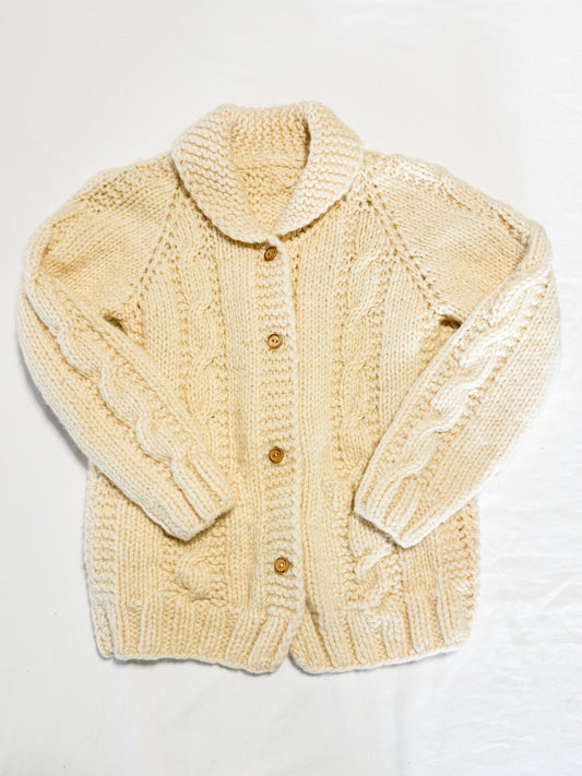 Handknit Wool Cable Knit Cardigan 8-12 years Women’s XS