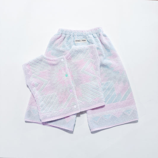Upcycled pastel pink/mint vintage towel set