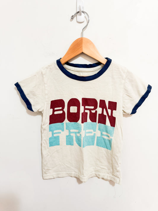 Tiny Whales Born Free Ringer T-Shirt 2 years