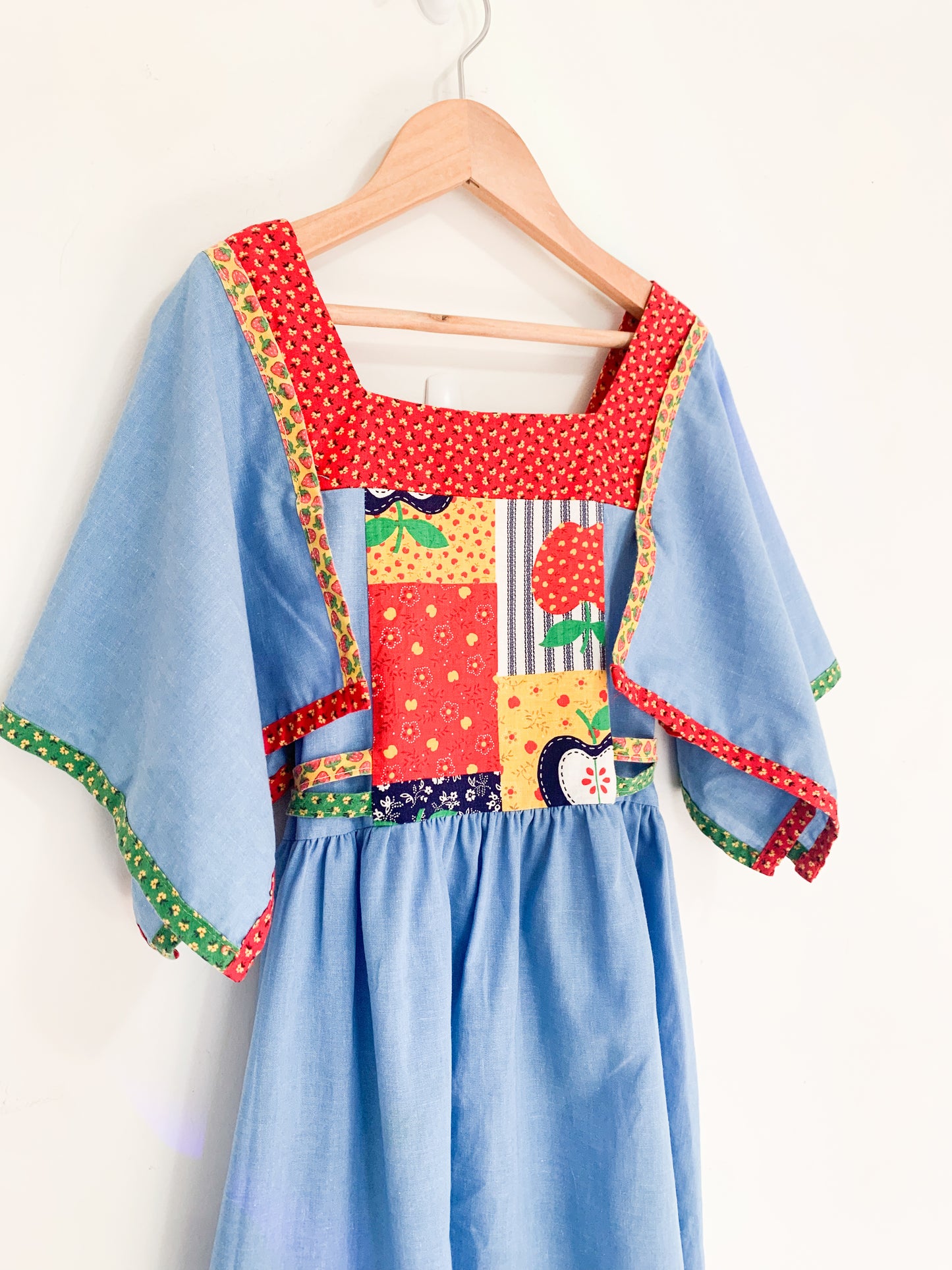 Vintage Handmade Fruit Patchwork Print Dress 6-8 years