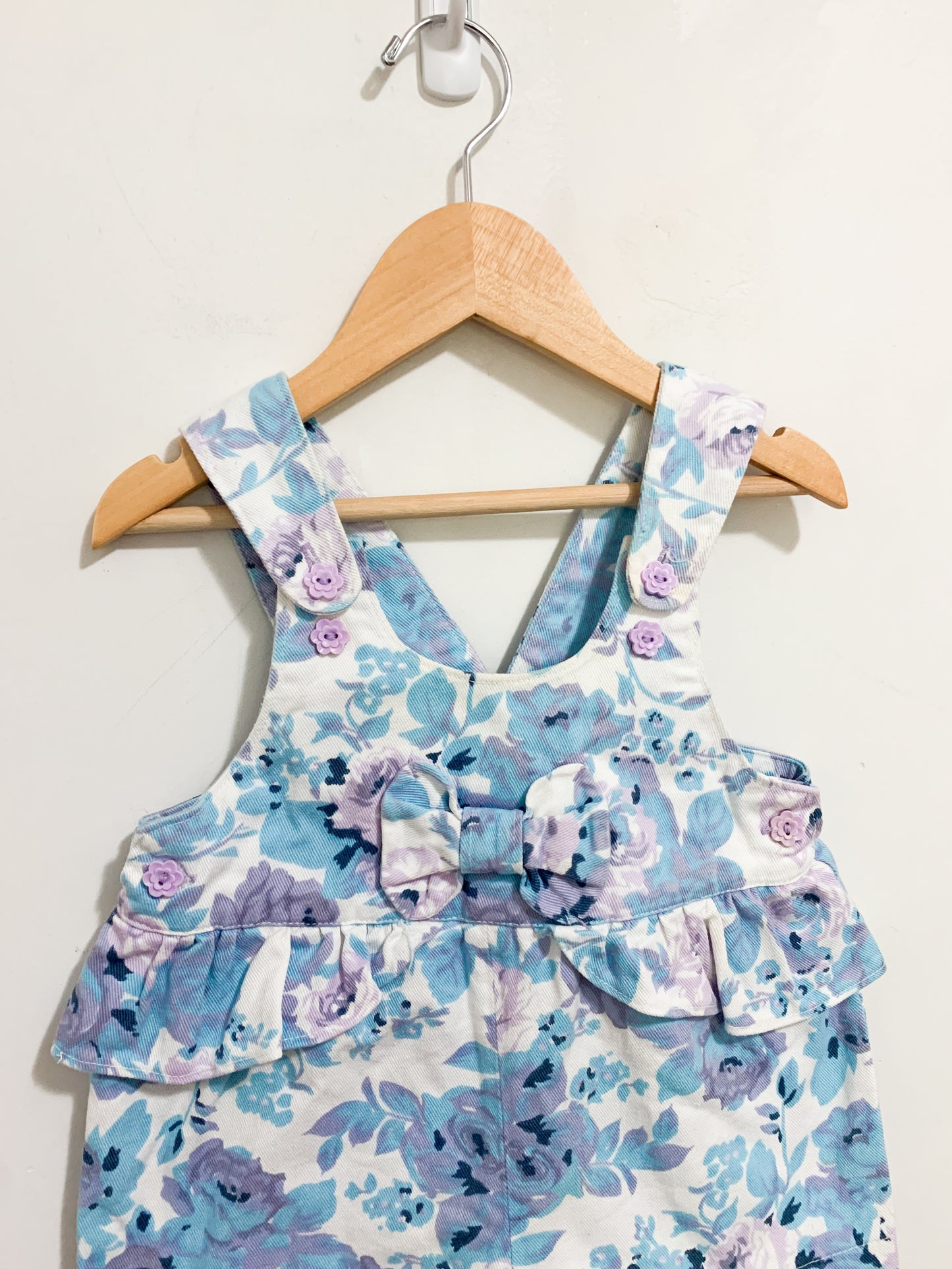 Vintage Floral Denim Bubble Short Romper 12 months