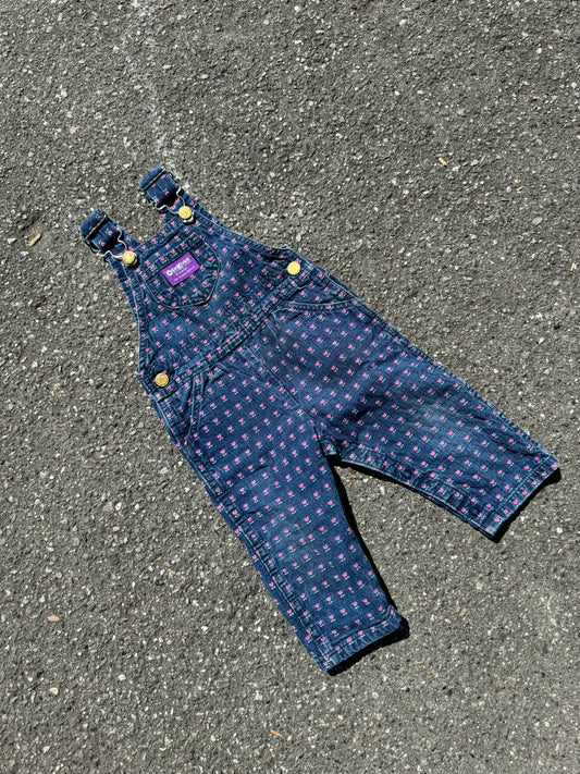 Vintage Oshkosh Homespun Tulip Print Overalls 18 months