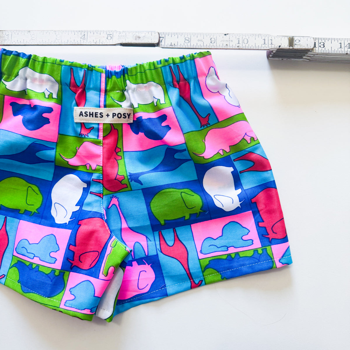 Upcycled Neon Animal Zoo Shirt and Short Set 3-4 years