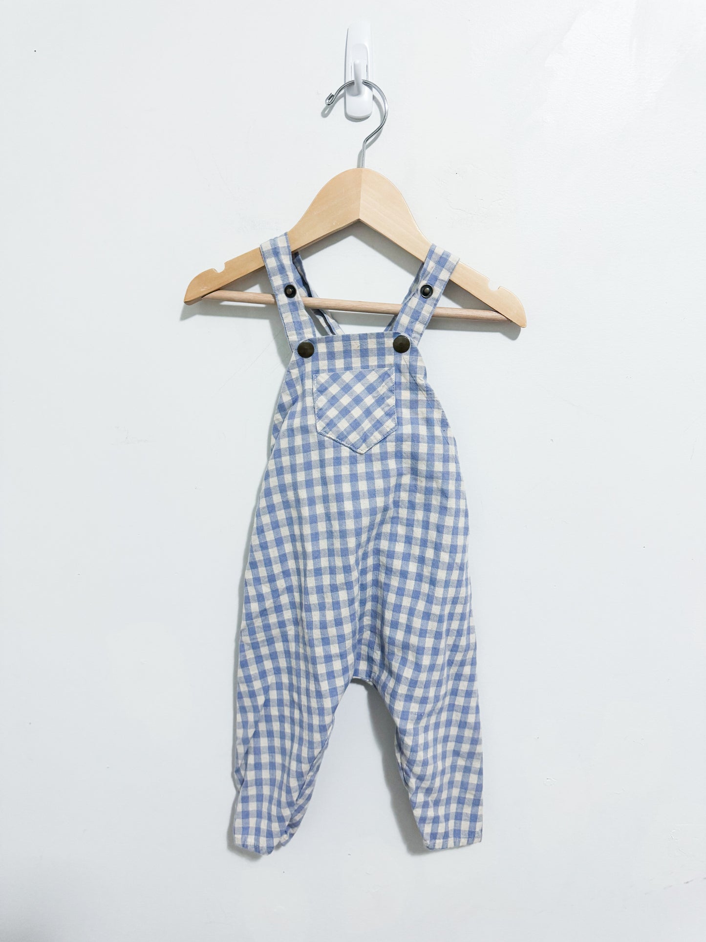 Beta Made Gingham Overalls 12 months