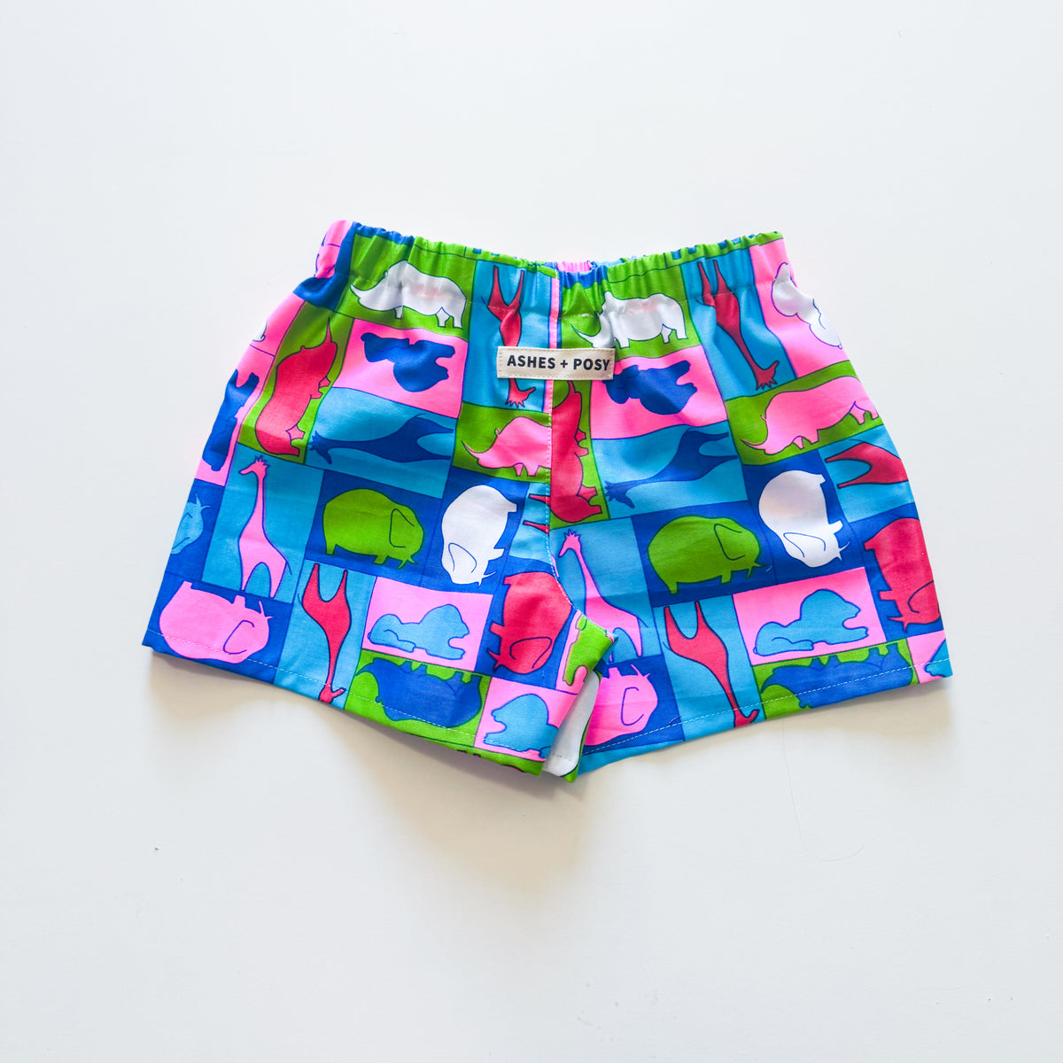 Upcycled Neon Animal Zoo Shirt and Short Set 3-4 years