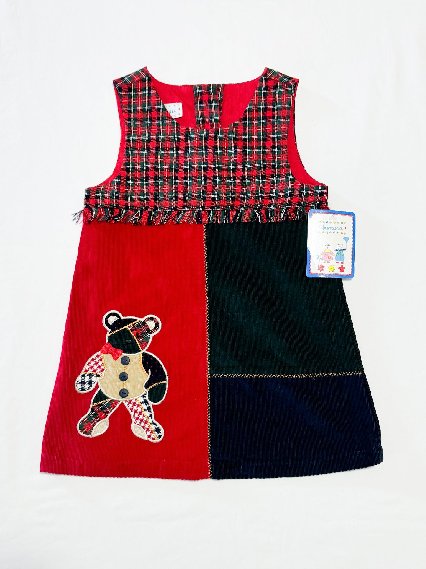 Vintage Samara Patchwork Teddy Bear Dress 24 months + 4 years