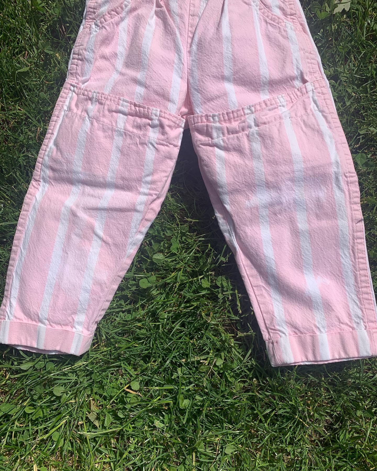 Vintage Oshkosh Striped Knee Pocket Overalls 3T