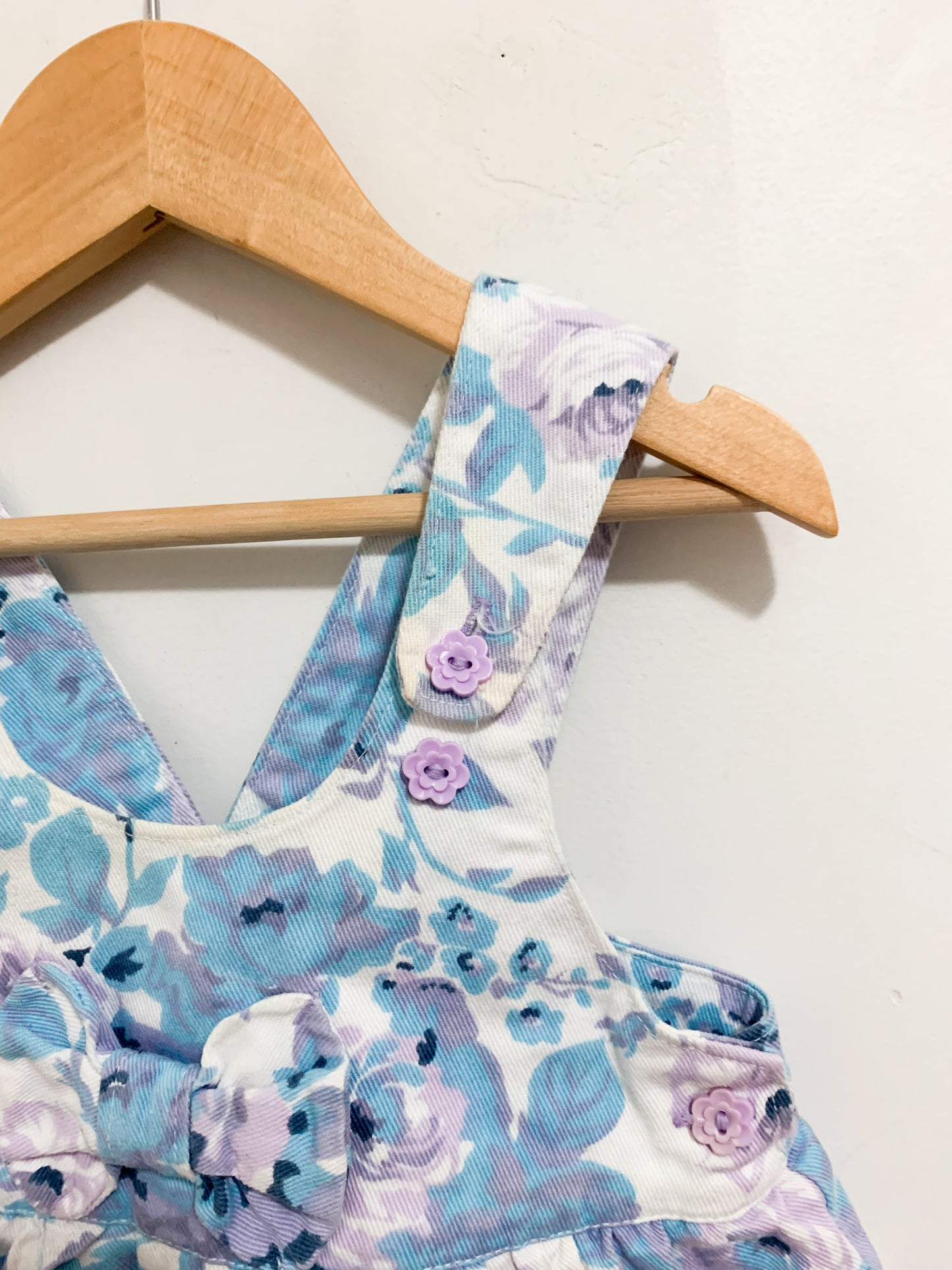 Vintage Floral Denim Bubble Short Romper 12 months