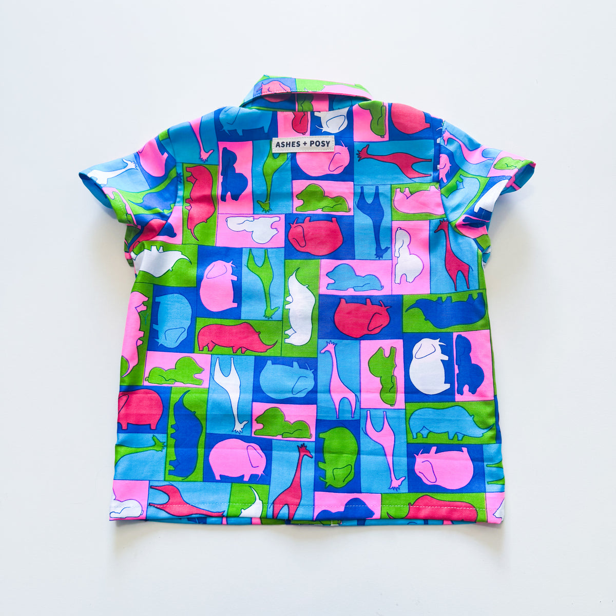 Upcycled Neon Animal Zoo Shirt and Short Set 3-4 years