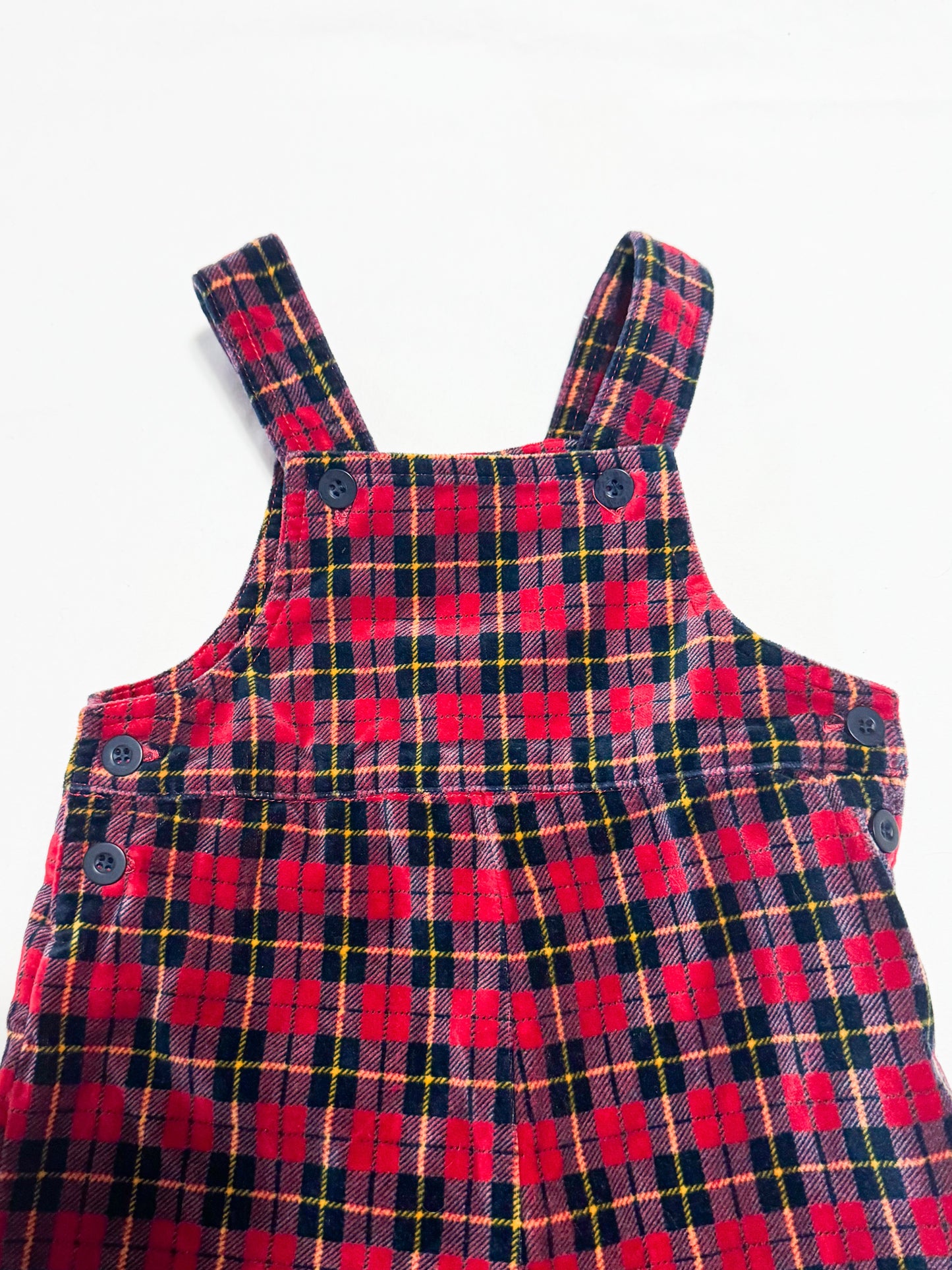 Vintage/Y2K First Moments Velvet Plaid Overalls 
6-18 months