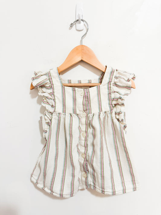 Zara Striped Flutter Sleeve Blouse Top 3-4 years