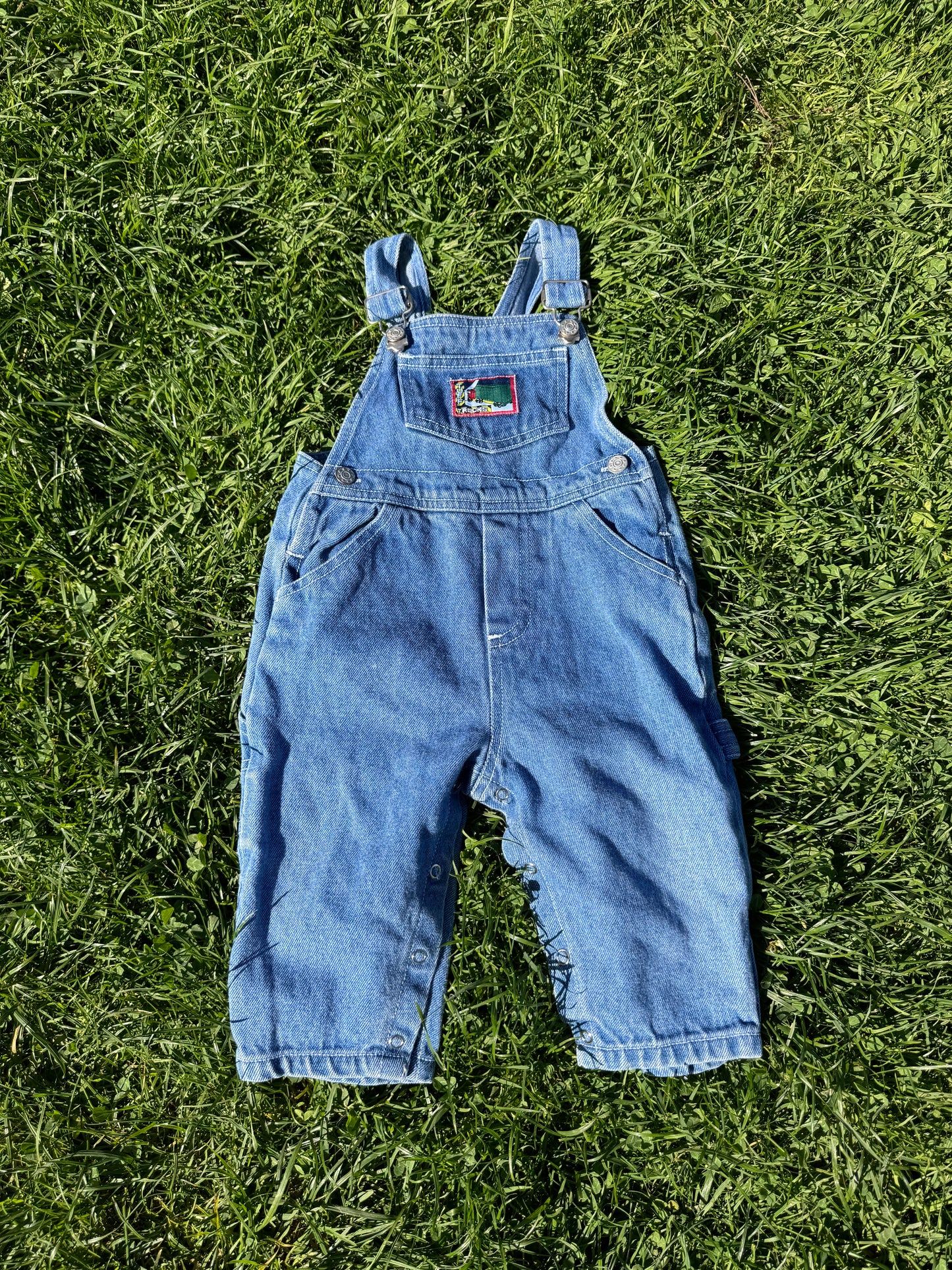 Vintage Tough Trucks Denim Overalls 9-18 months