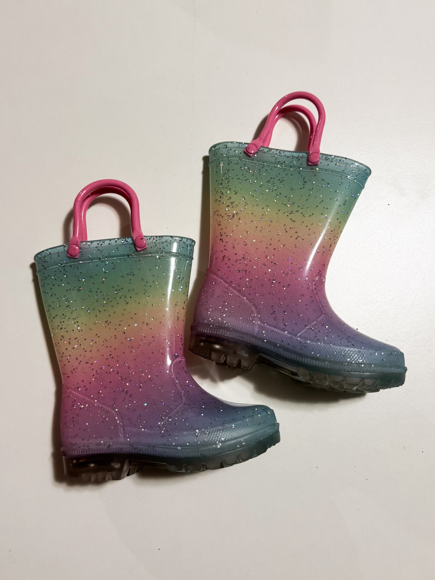 Light up Rainbow Rain Boots size 5T US